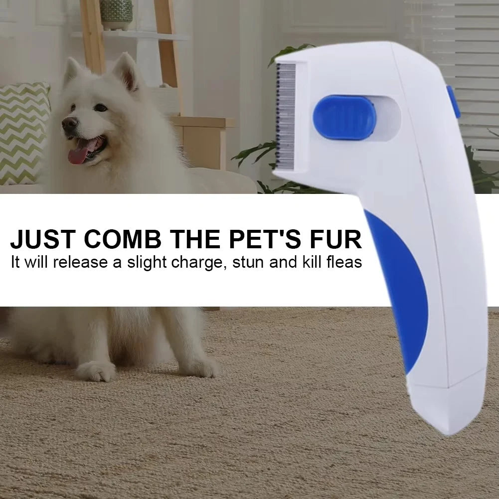 Pet Flea & Tick Comb Low-Voltage Battery-Powered Fine-Tooth