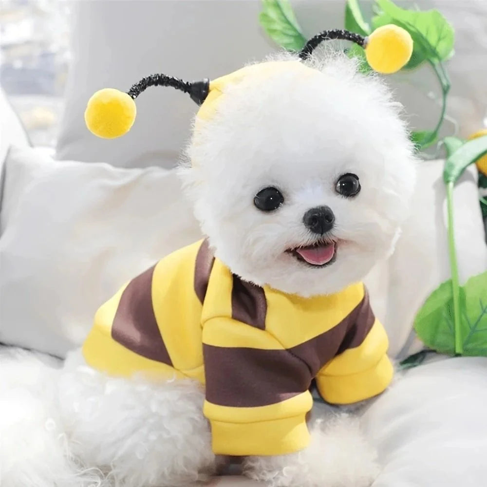 Pet Hoodie Bee Design Soft Fleece Pull-Over