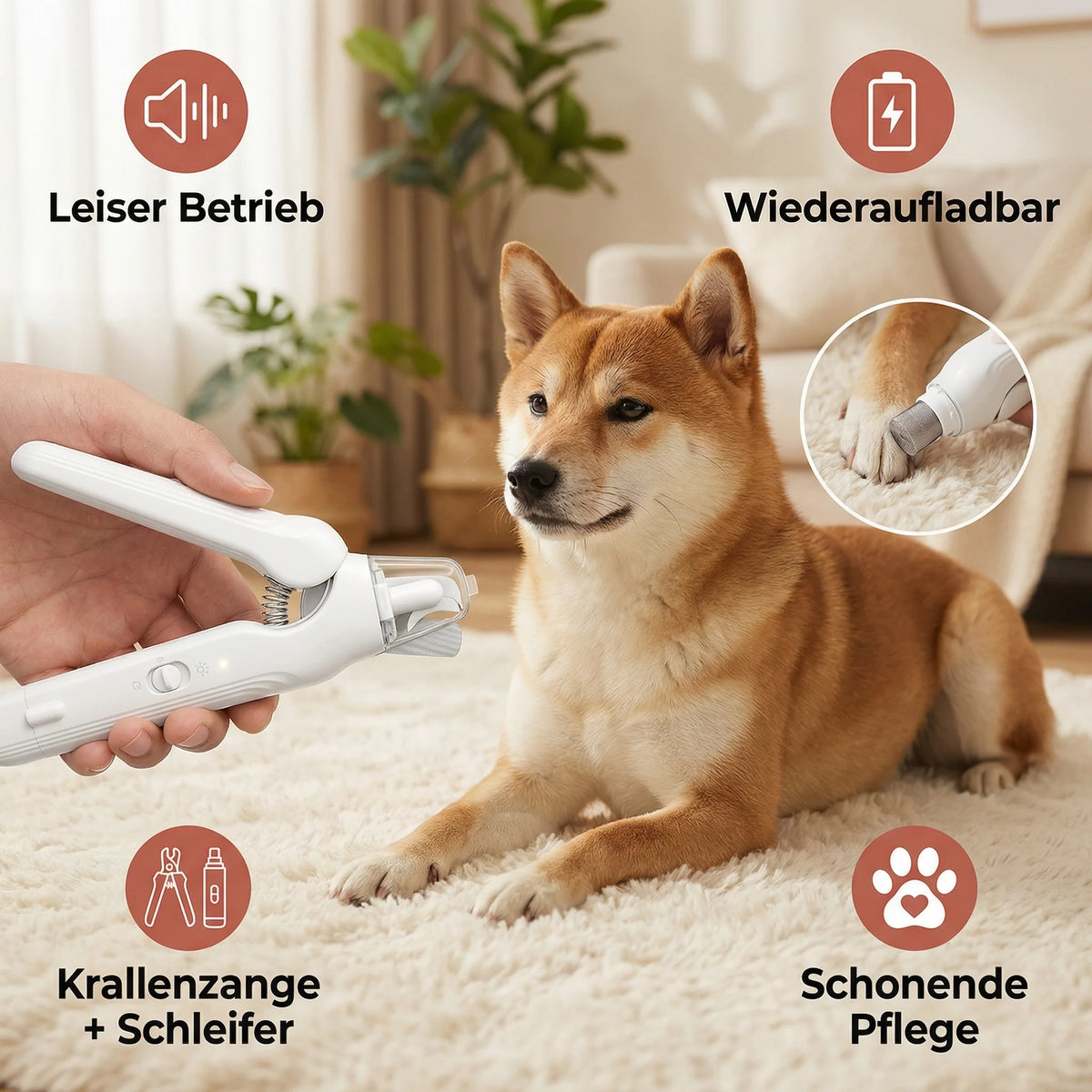 Pet Nail Trimmer 2-in-1 Cutter & Grinder USB Rechargeable