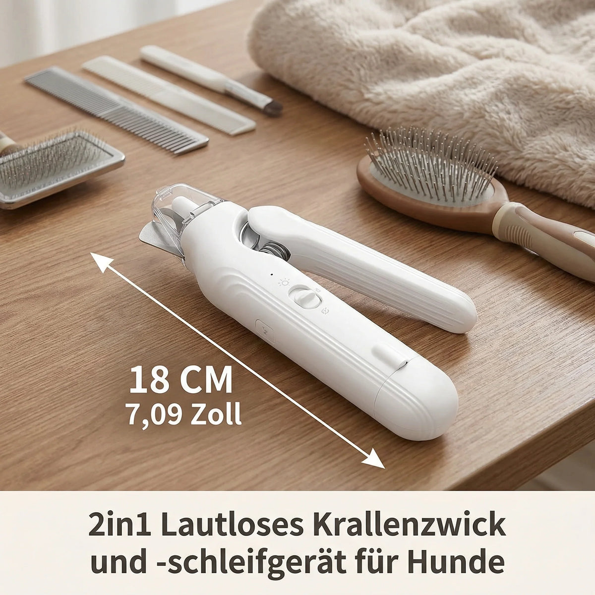 Pet Nail Trimmer 2-in-1 Quiet USB Rechargeable
