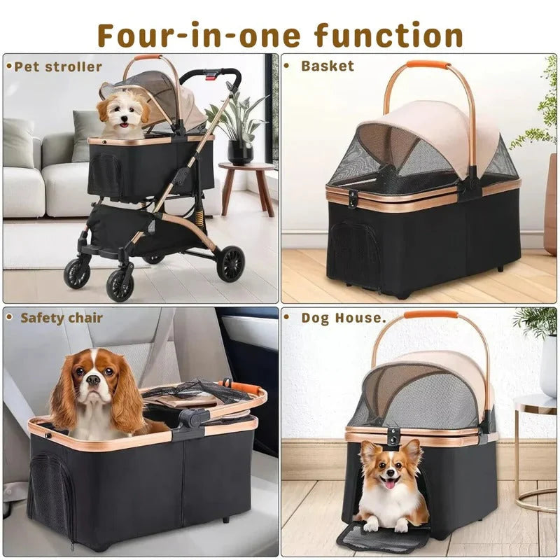 Pet Stroller Foldable Frame & Detachable Box