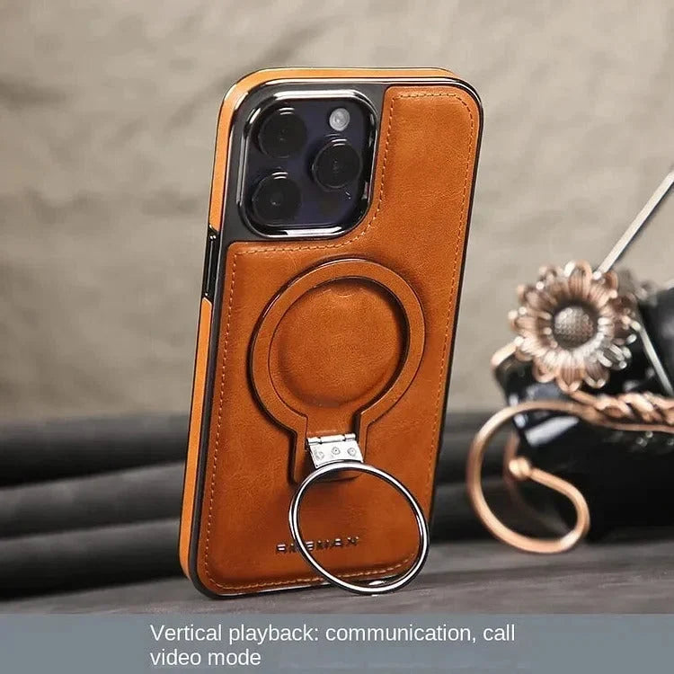 Phone Case Textured Grip Foldable Kickstand Magnetic Ring Alignment