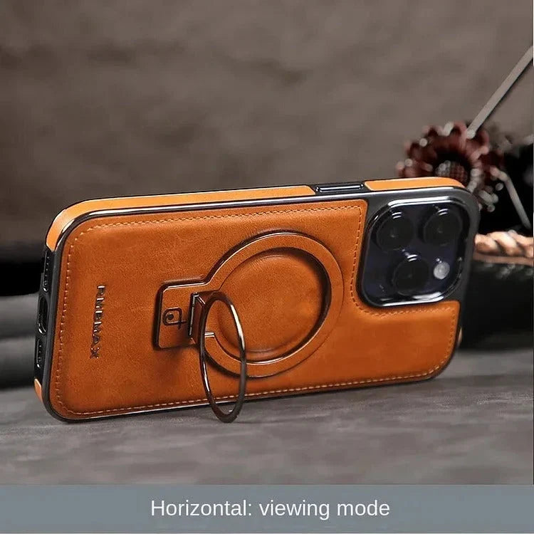 Phone Case Textured Grip Foldable Kickstand Magnetic Ring Alignment