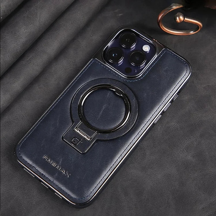 Phone Case Textured Grip Foldable Kickstand Magnetic Ring Alignment