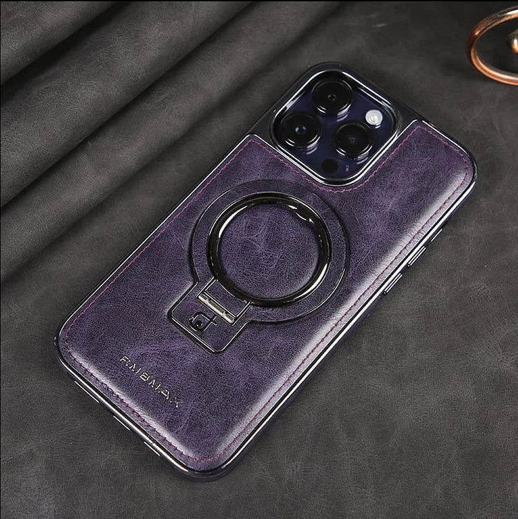 Phone Case Textured Grip Foldable Kickstand Magnetic Ring Alignment