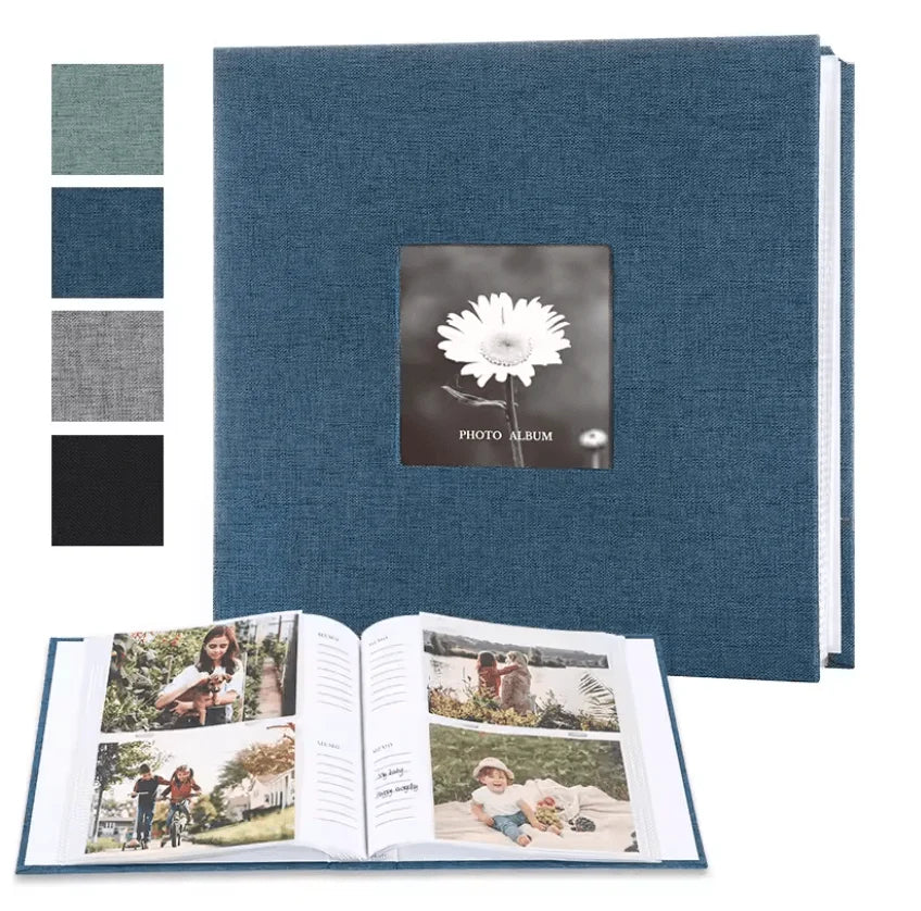 Photo Album Linen Cover Writable Pages Holds 300 Photos