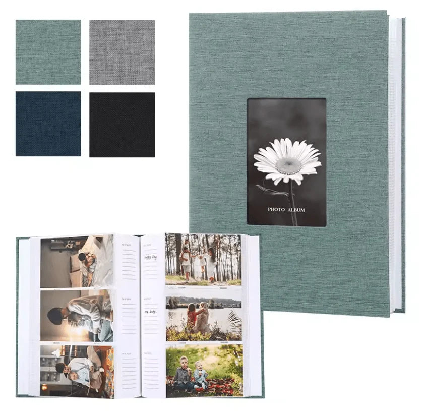 Photo Album Linen Cover Writable Pages Holds 300 Photos