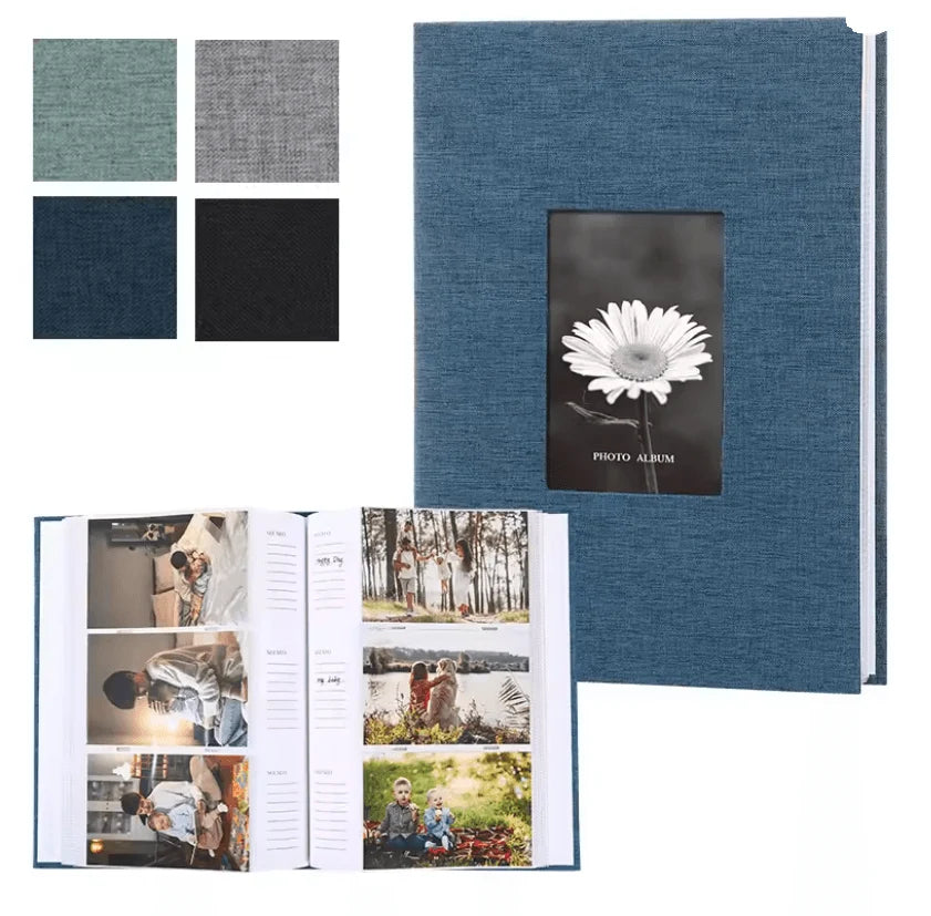 Photo Album Linen Cover Writable Pages Holds 300 Photos