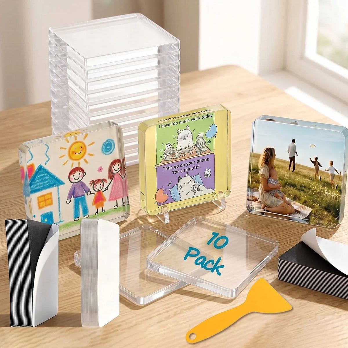 Photo Frames Self-Adhesive Crystal Clear & Removable Magnets