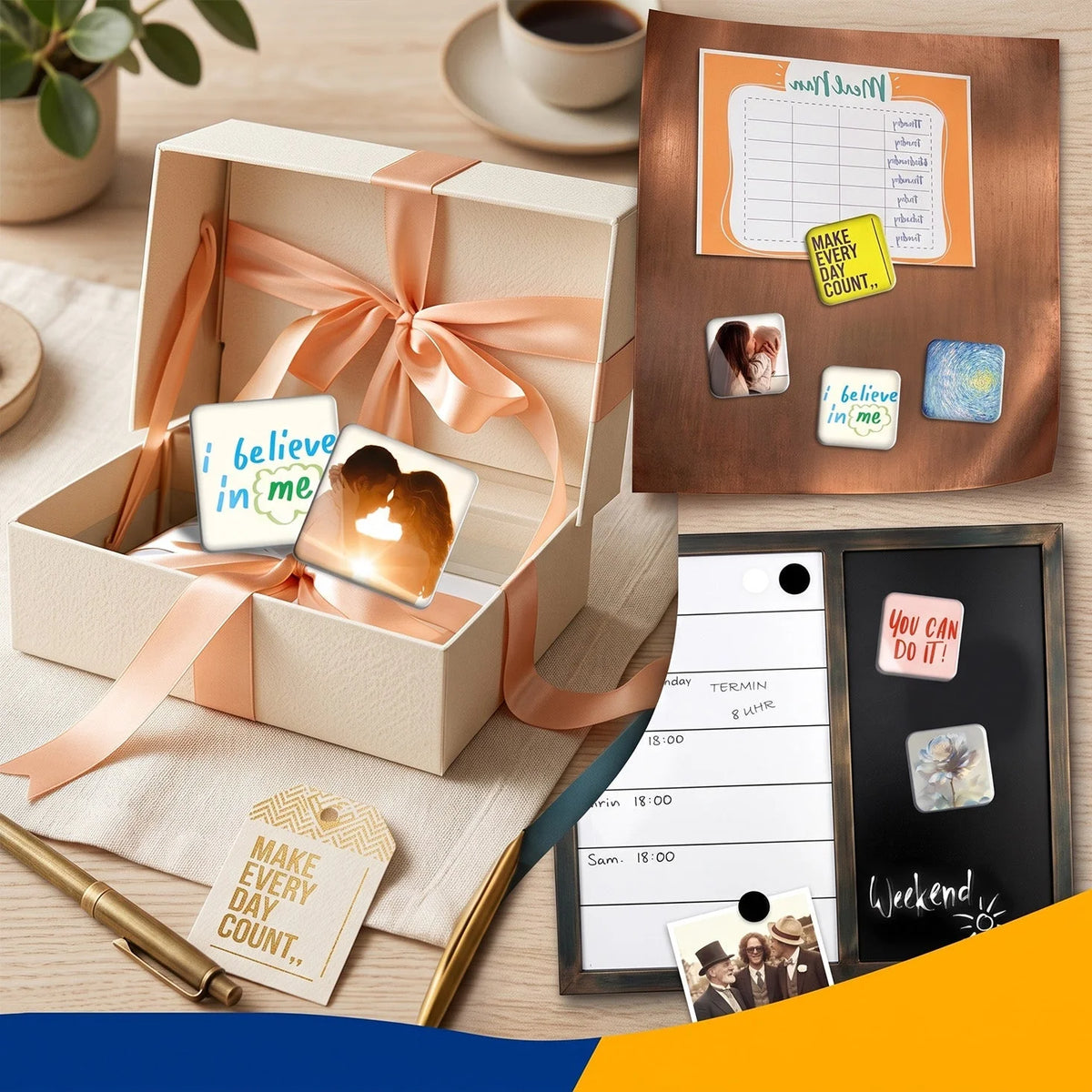 Photo Frames Self-Adhesive Crystal Clear & Removable Magnets