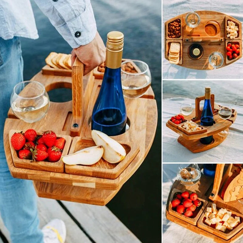 Picnic Table Bottle & Glass Holders Snack Bowls