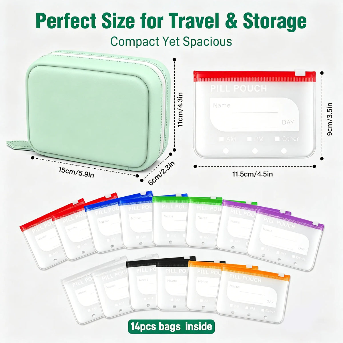 Pill Organizer Labelable & Waterproof Pouches Ring Binder