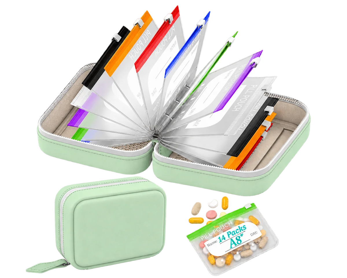Pill Organizer Labelable & Waterproof Pouches Ring Binder