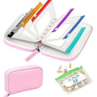 Pill Organizer Ring Binder Writable & Waterproof Pouches