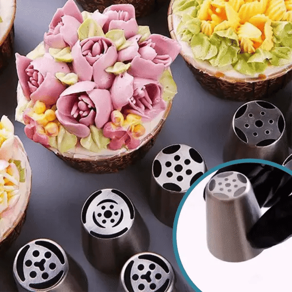 Piping Tip Set 14-Piece Flower & Rosette Easy Clean