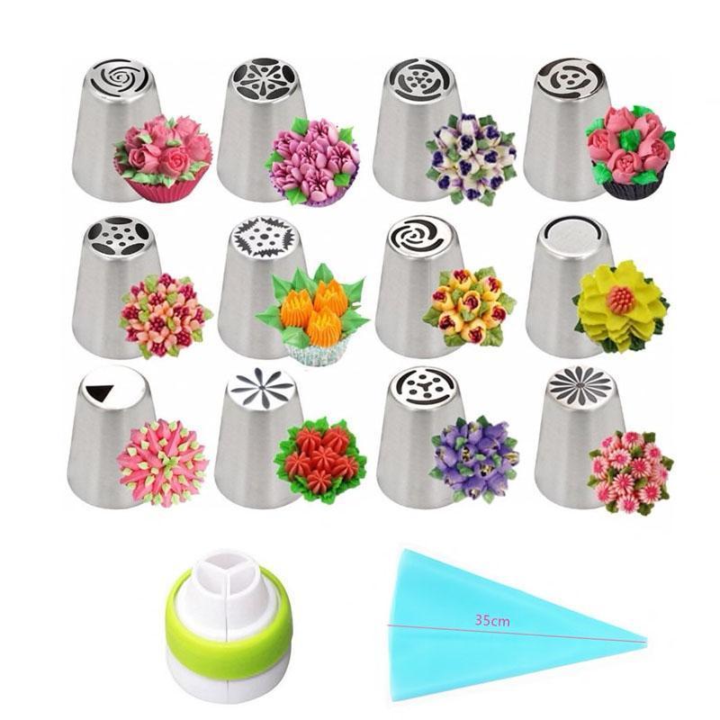Piping Tip Set 14-Piece Flower & Rosette Easy Clean