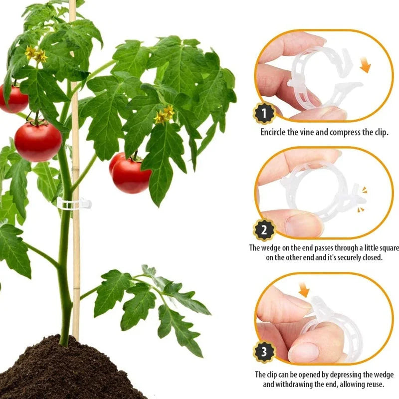 Plant Support Clips Quick-Release Reusable Set of 100