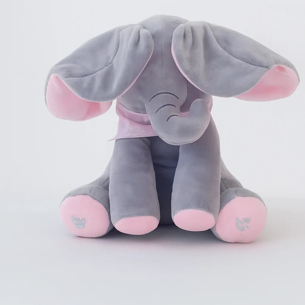 Plush Elephant Foot-Activated Ear Flap & Peek-A-Boo