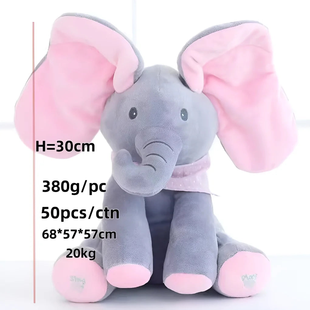 Plush Elephant Foot-Activated Ear Flap & Peek-A-Boo