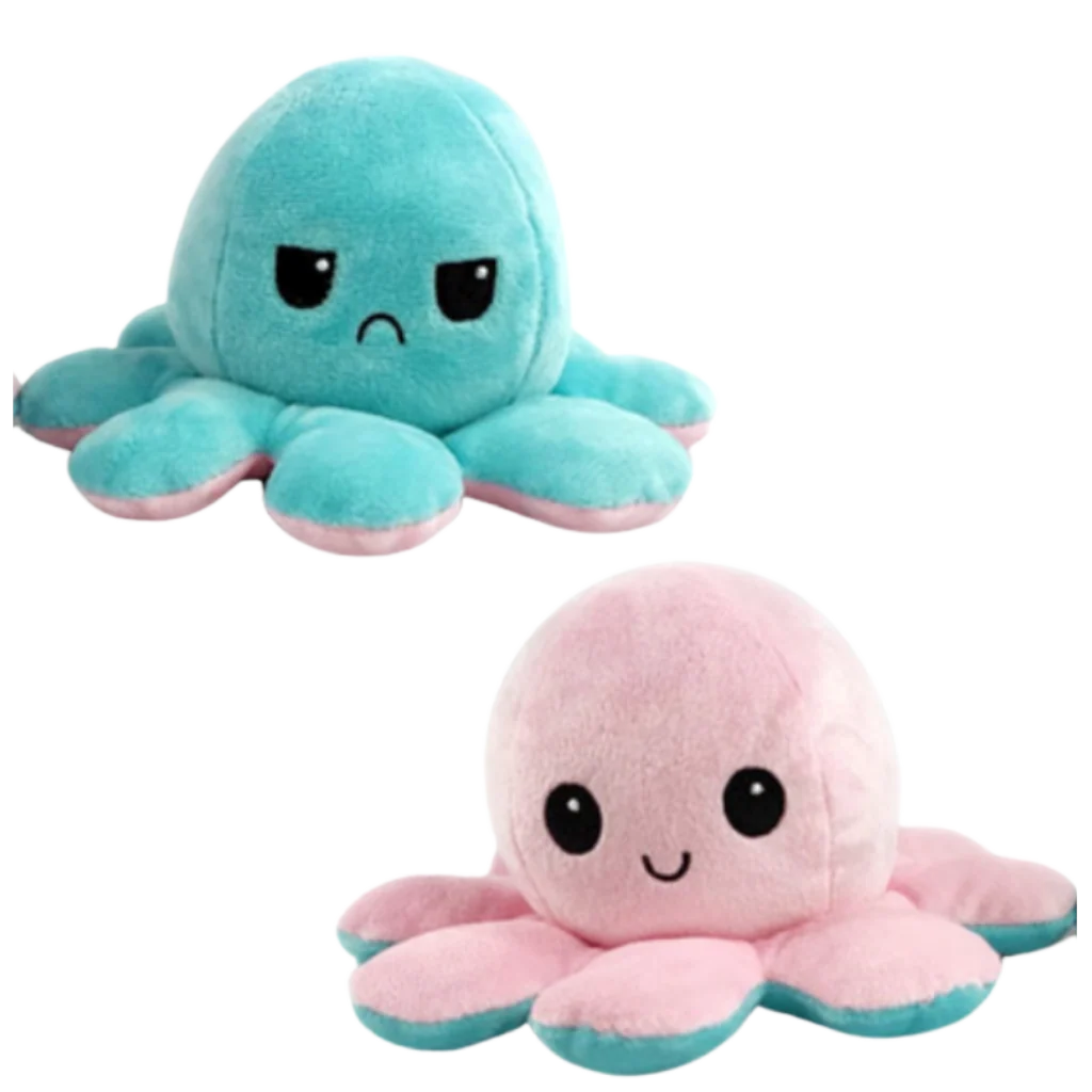 Plush Toy Octopus Reversible Dual-Expression Soft Cotton