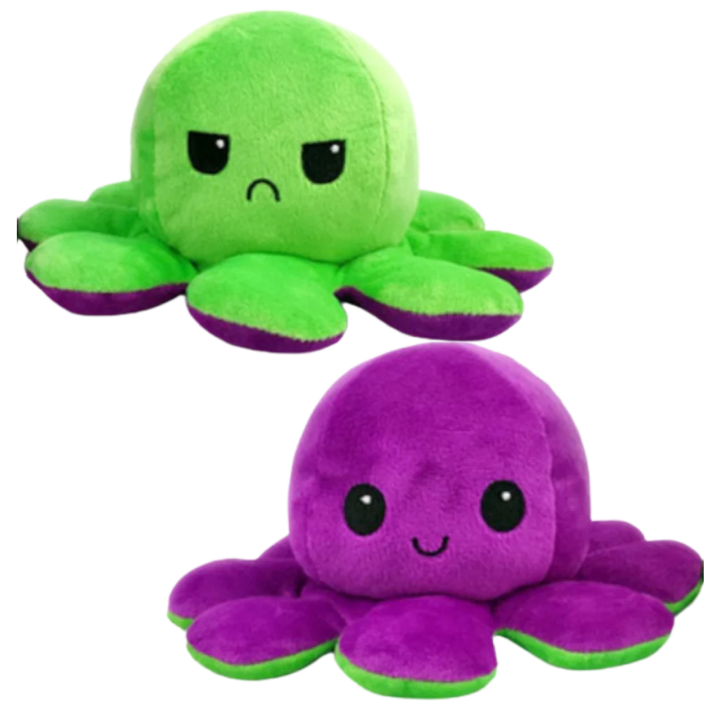 Plush Toy Octopus Reversible Dual-Expression Soft Cotton