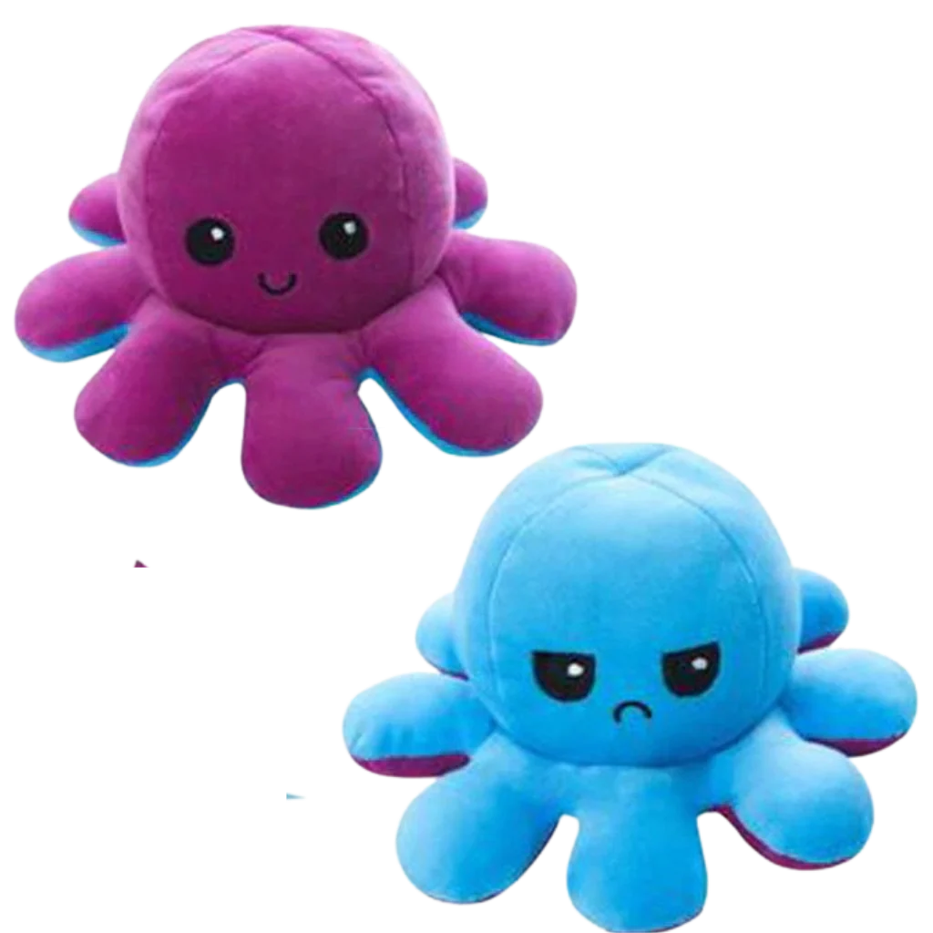 Plush Toy Octopus Reversible Dual-Expression Soft Cotton