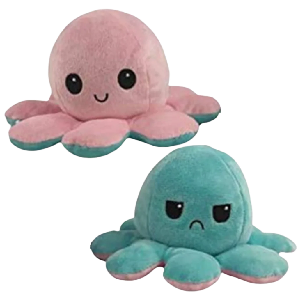 Plush Toy Octopus Reversible Dual-Expression Soft Cotton