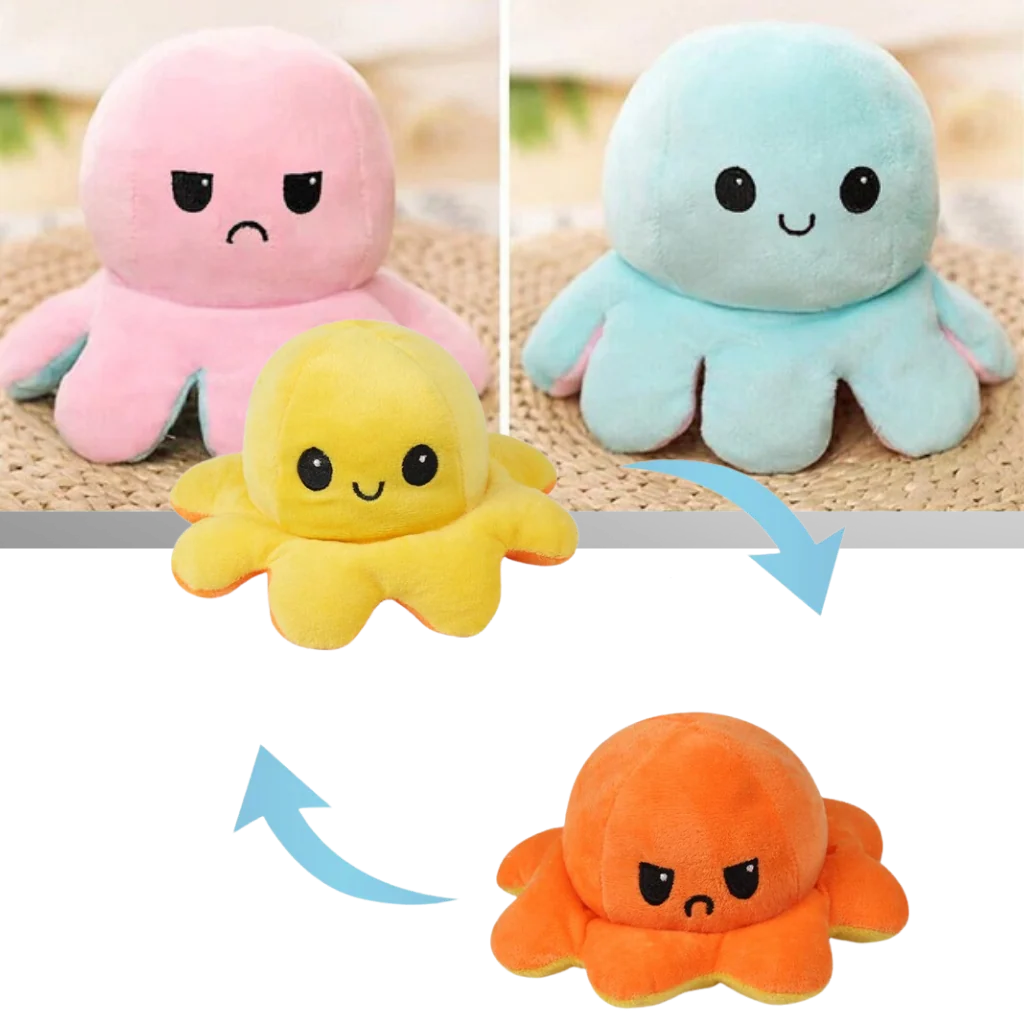 Plush Toy Octopus Reversible Dual-Expression Soft Cotton