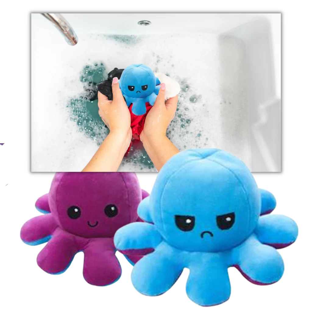 Plush Toy Octopus Reversible Dual-Expression Soft Cotton