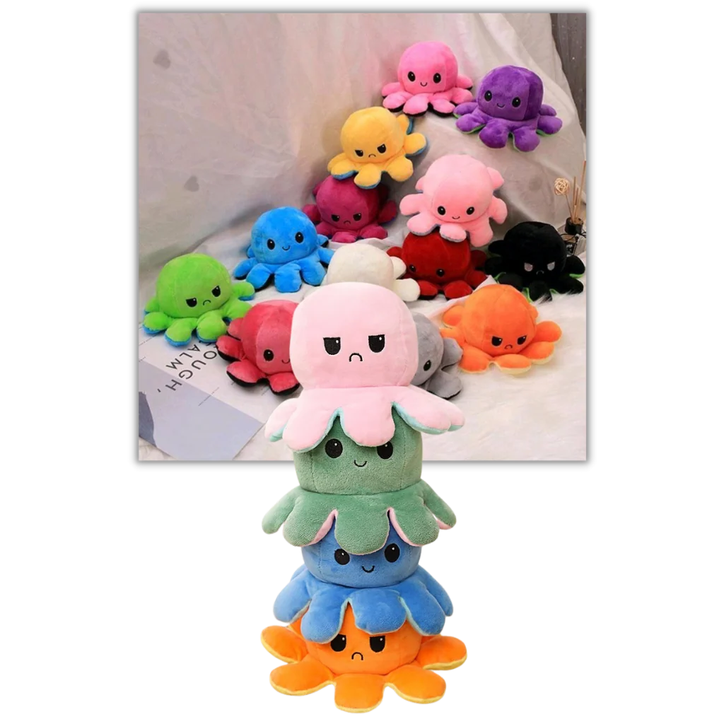 Plush Toy Octopus Reversible Dual-Expression Soft Cotton