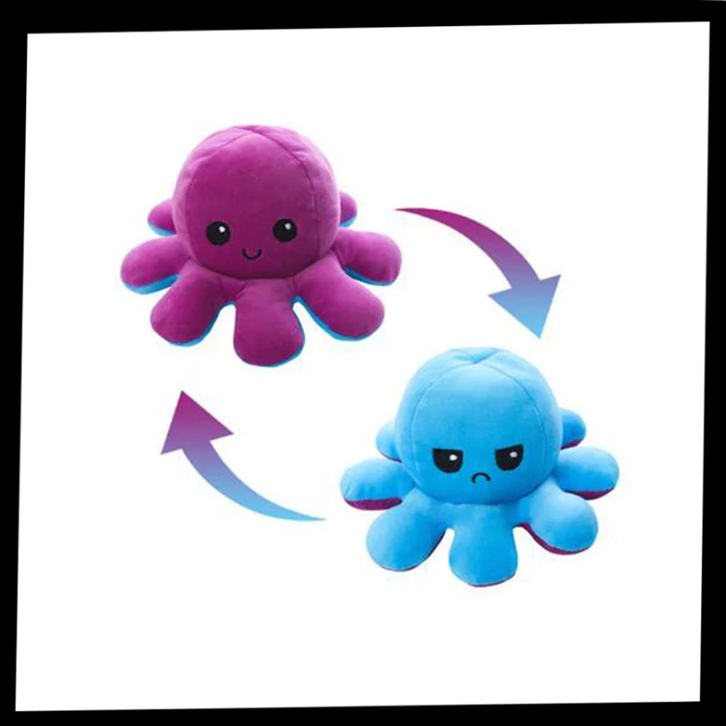 Plush Toy Octopus Reversible Dual-Expression Soft Cotton