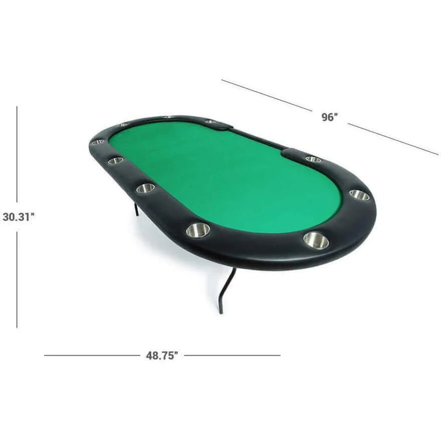 Poker Table Oval Seats 10 Folding Steel Legs