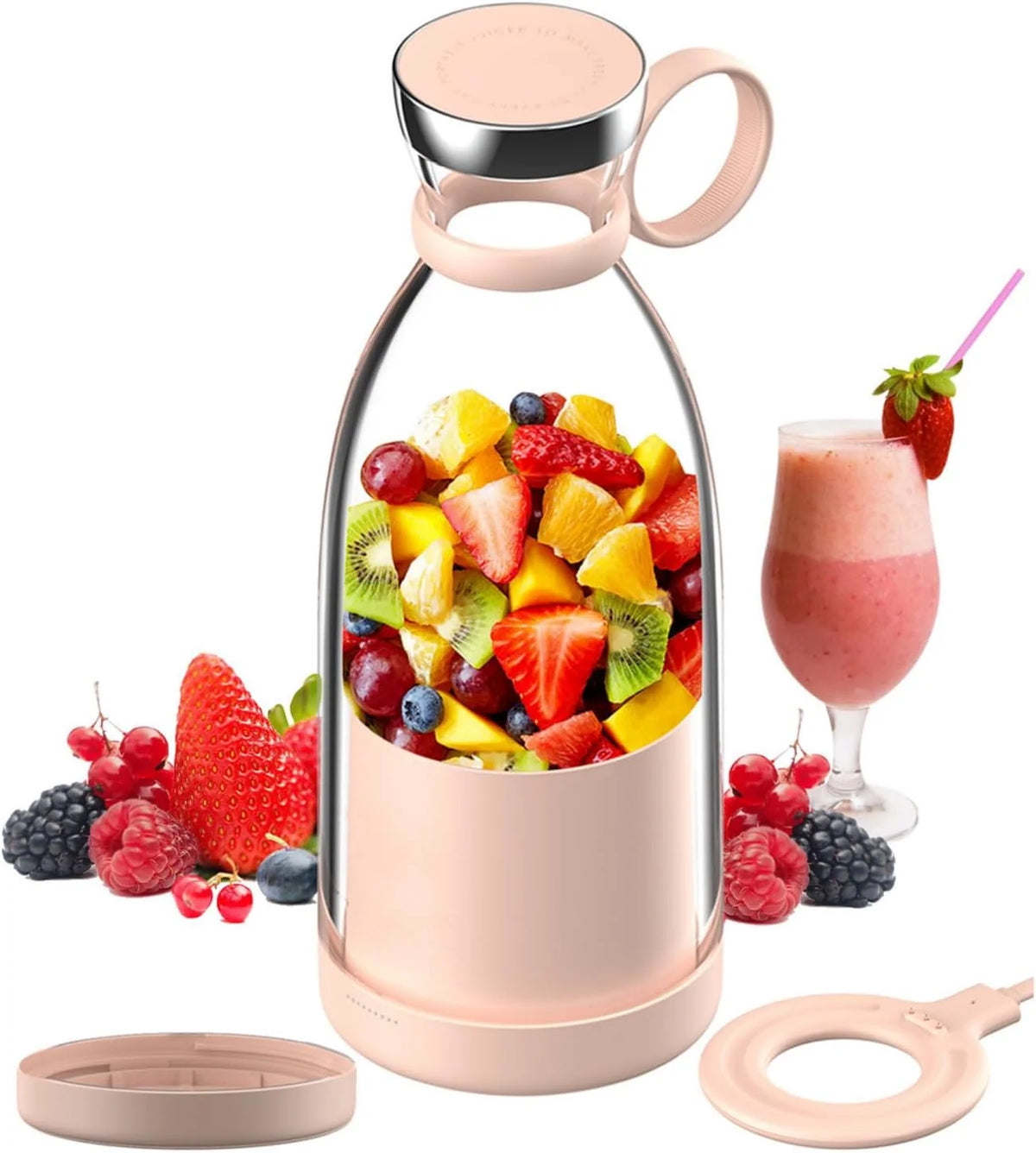 Portable Blender Cordless Magnetic Charging Stainless Steel Blades