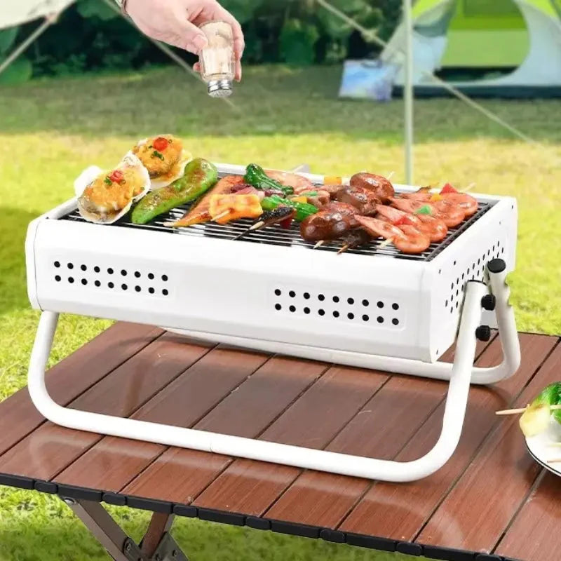 Portable Charcoal Grill Folding Legs & Perforated Sidewalls