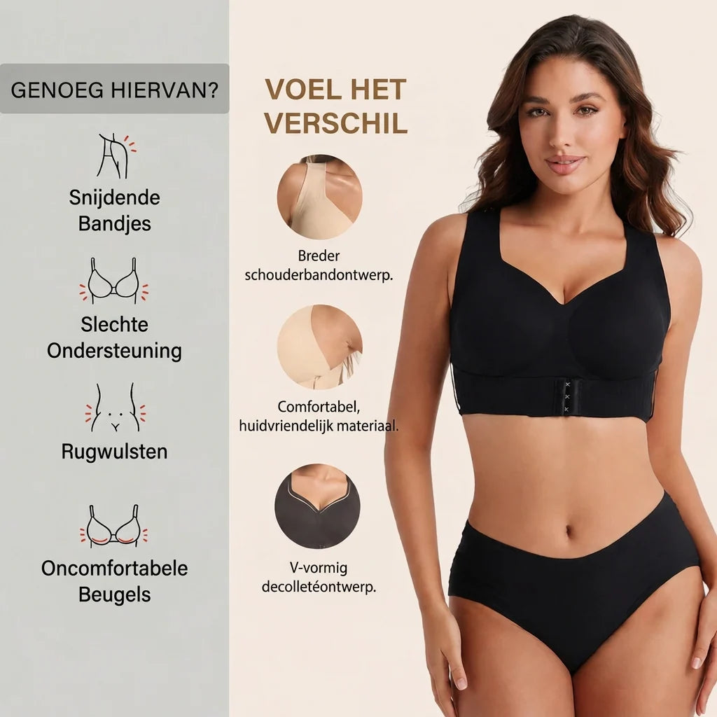 Posture Support Bra X-Back Wide Straps Front Closure