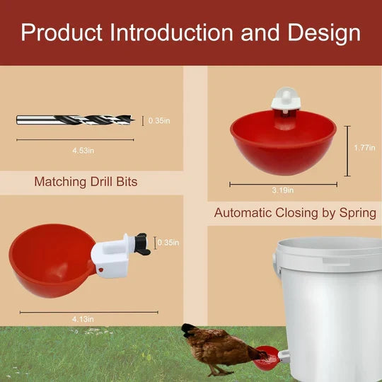 Poultry Waterer Cups Automatic Refill Set of 10