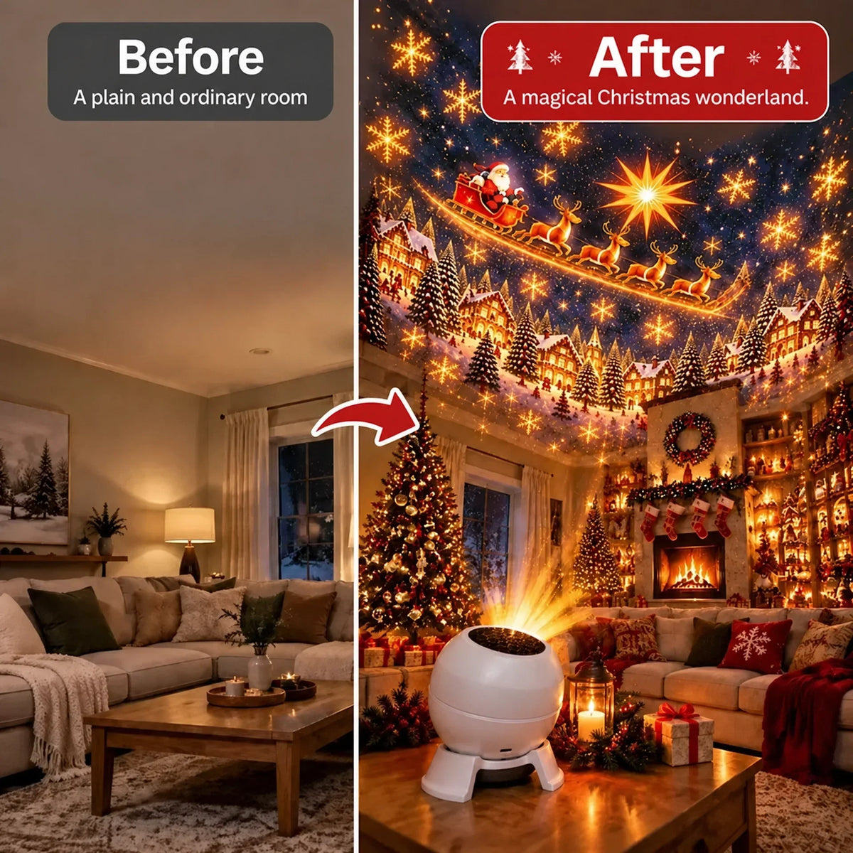 Projection Night Light USB-Powered Wall & Ceiling Scenes
