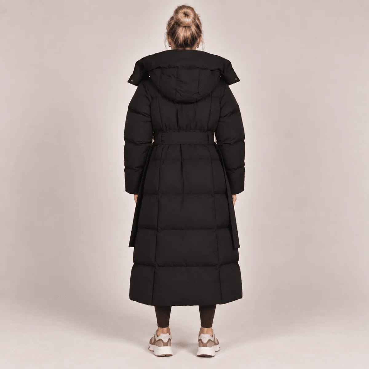 Puffer Coat Longline Hooded Adjustable Belt