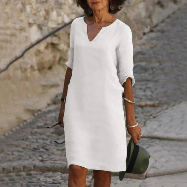 Pullover Dress Loose Fit Breathable Cotton-Polyester Blend