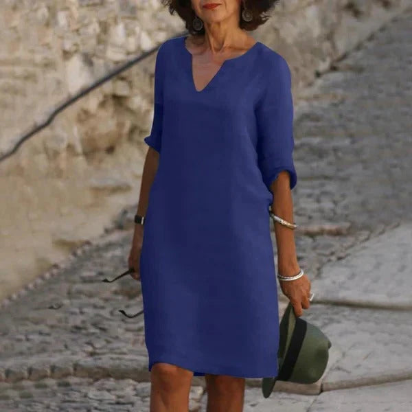 Pullover Dress Loose Fit Breathable Cotton-Polyester Blend