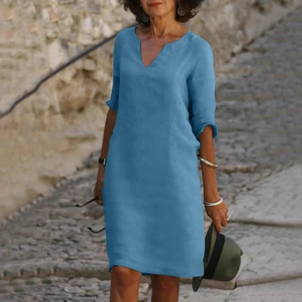 Pullover Dress Loose Fit Breathable Cotton-Polyester Blend
