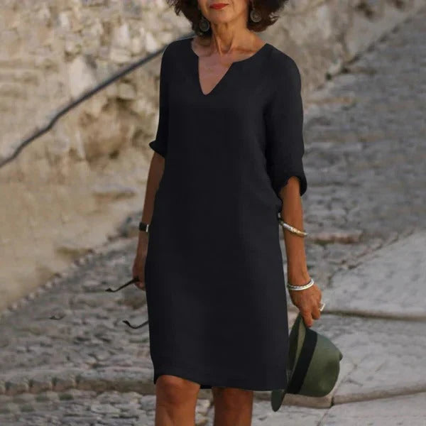 Pullover Dress Loose Fit Breathable Cotton-Polyester Blend