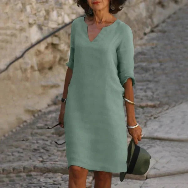 Pullover Dress Loose Fit Breathable Cotton-Polyester Blend