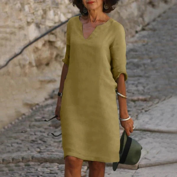 Pullover Dress Loose Fit Breathable Cotton-Polyester Blend