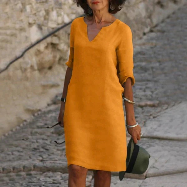 Pullover Dress Loose Fit Breathable Cotton-Polyester Blend