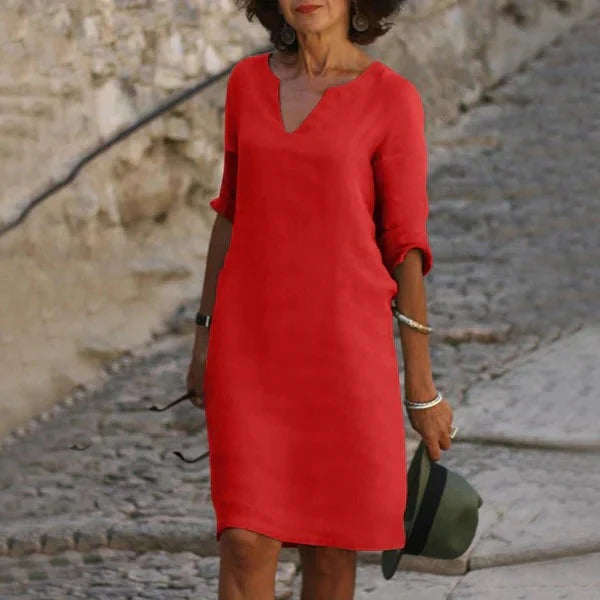 Pullover Dress Loose Fit Breathable Cotton-Polyester Blend