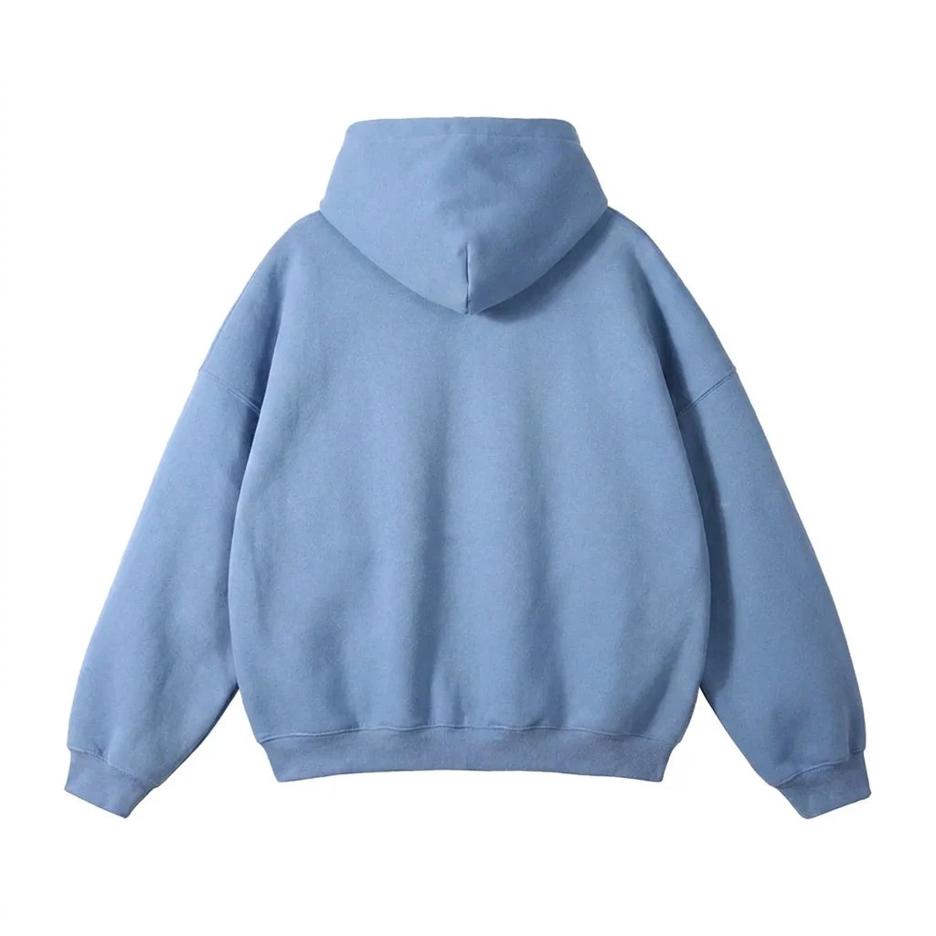 Pullover Hoodie Relaxed Fit Kangaroo Pocket Ribbed Cuffs & Hem