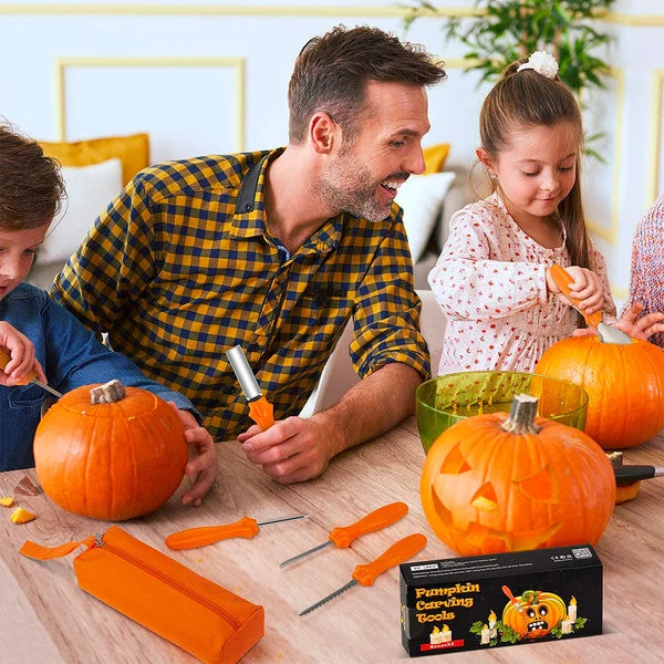 Pumpkin Carving Set 9-Piece Stainless Steel Blades Ergonomic Handles