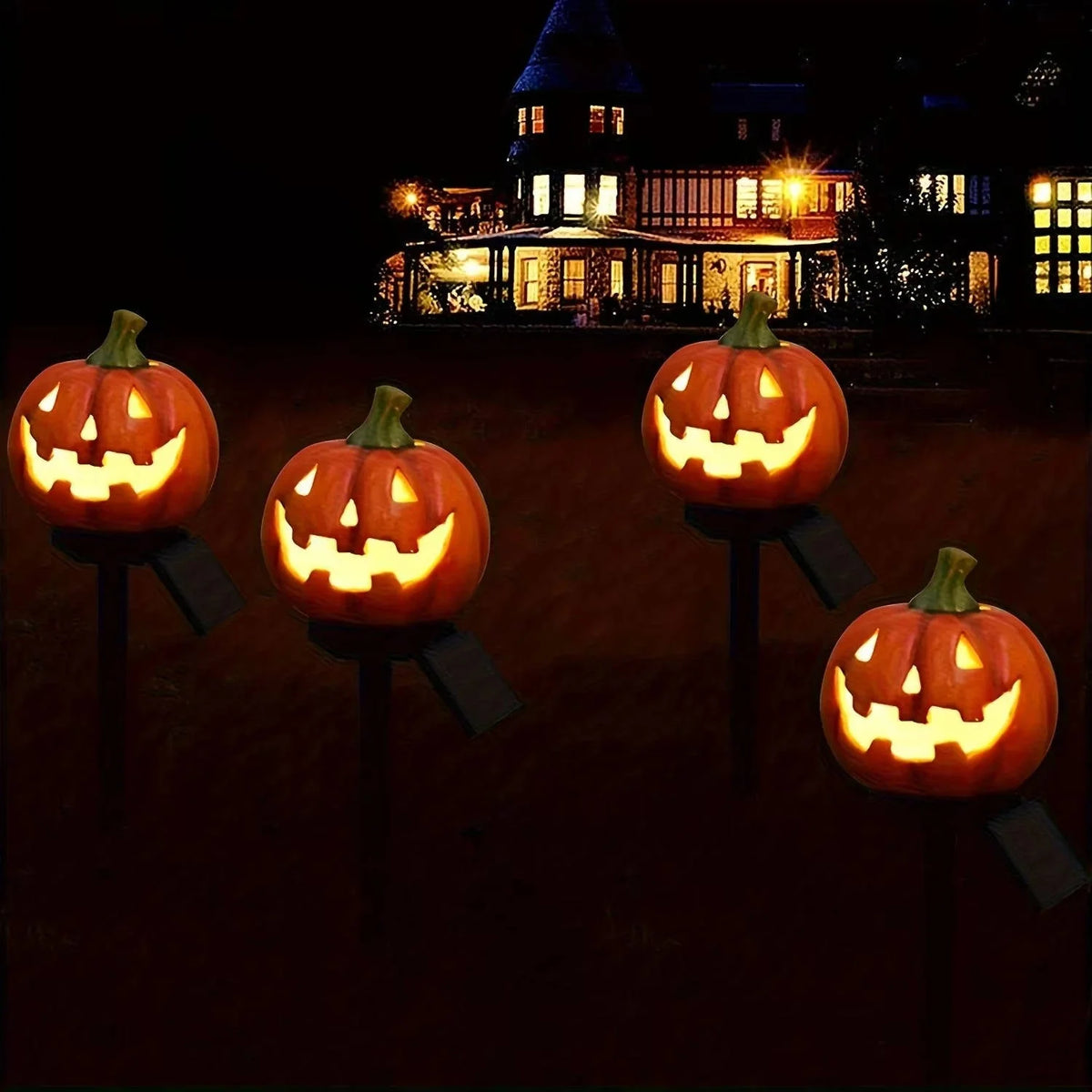 Pumpkin Pathway Lights Solar-Powered Waterproof Automatic Dusk Sensor