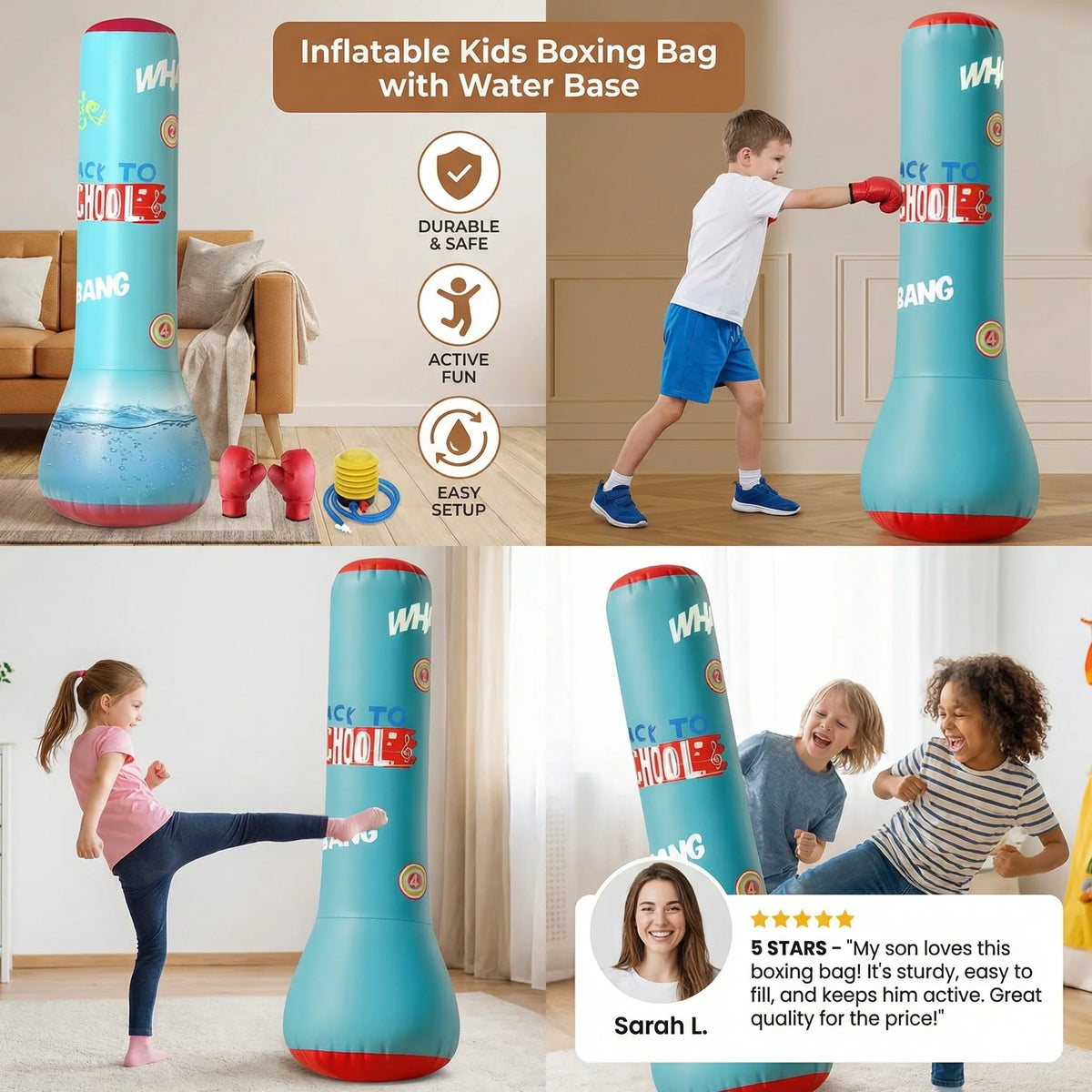 Punching Bag Kids Water-Filled Base Soft Inflatable